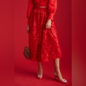 Anthropologie Sundays in Brooklyn 3D red tulle skirt XS Petite